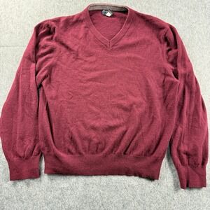Banana Republic Mens XXL 100% Cashmere Knit Pullover Sweater Crew Neck Burgundy
